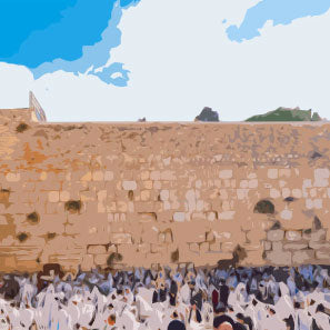 Morning Prayers at the Kotel - Tabletop Lucite Art Piece